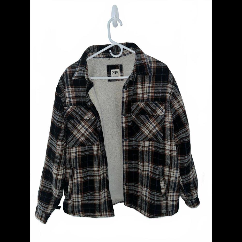 Zara Men’s Heavy Flannel Jacket Button Up
